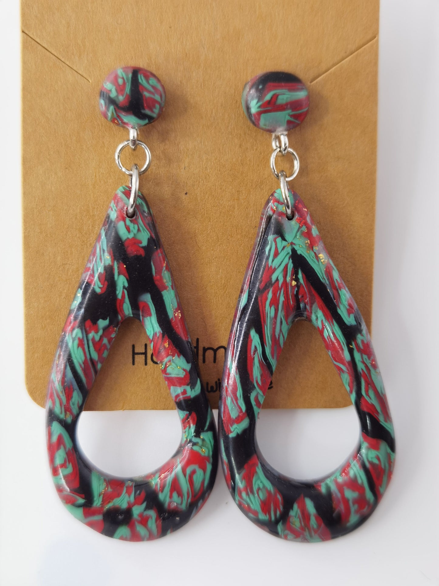 CCC Polymer Earrings Black / Green / Red