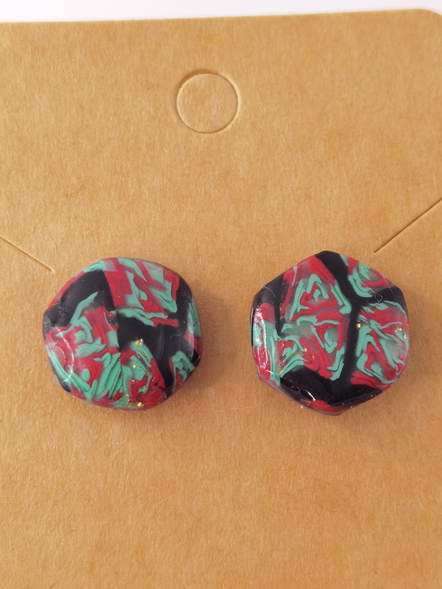 CCC Polymer Earrings Black / Green / Red