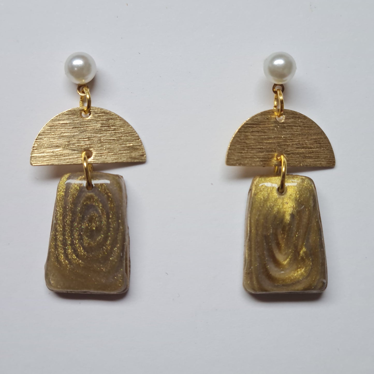 CCC Polymer Earrings Gold Half Moon Tablet