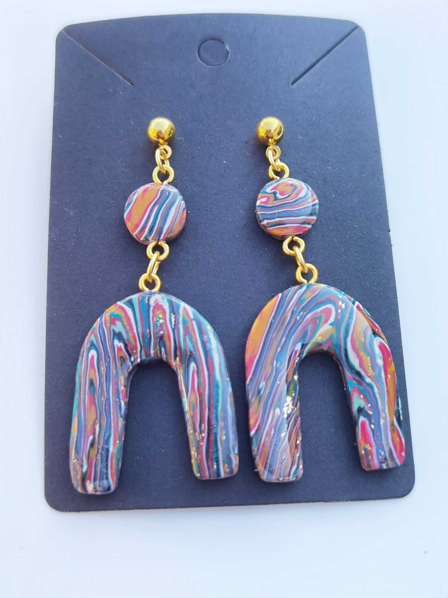 CCC Polymer Earrings Fine Colourful Wavy