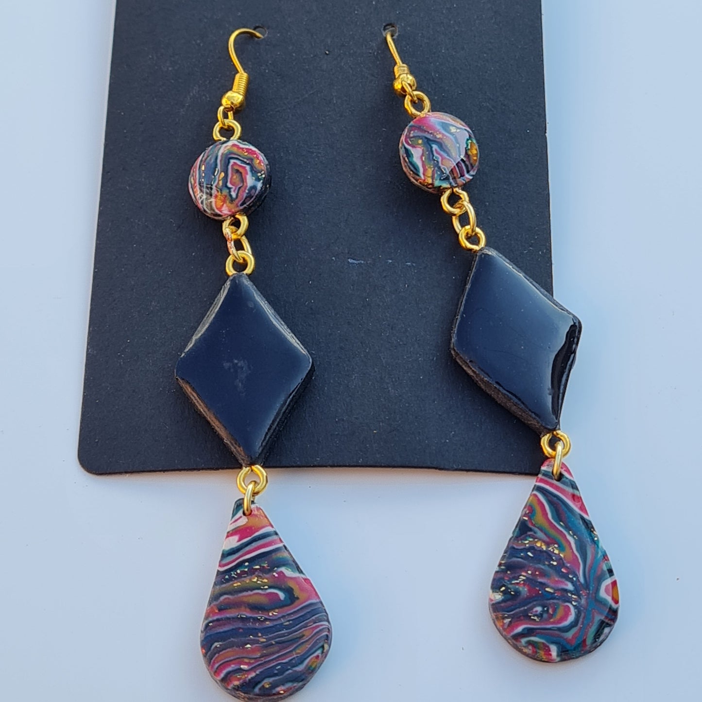 CCC Polymer Earrings Fine Colourful Wavy
