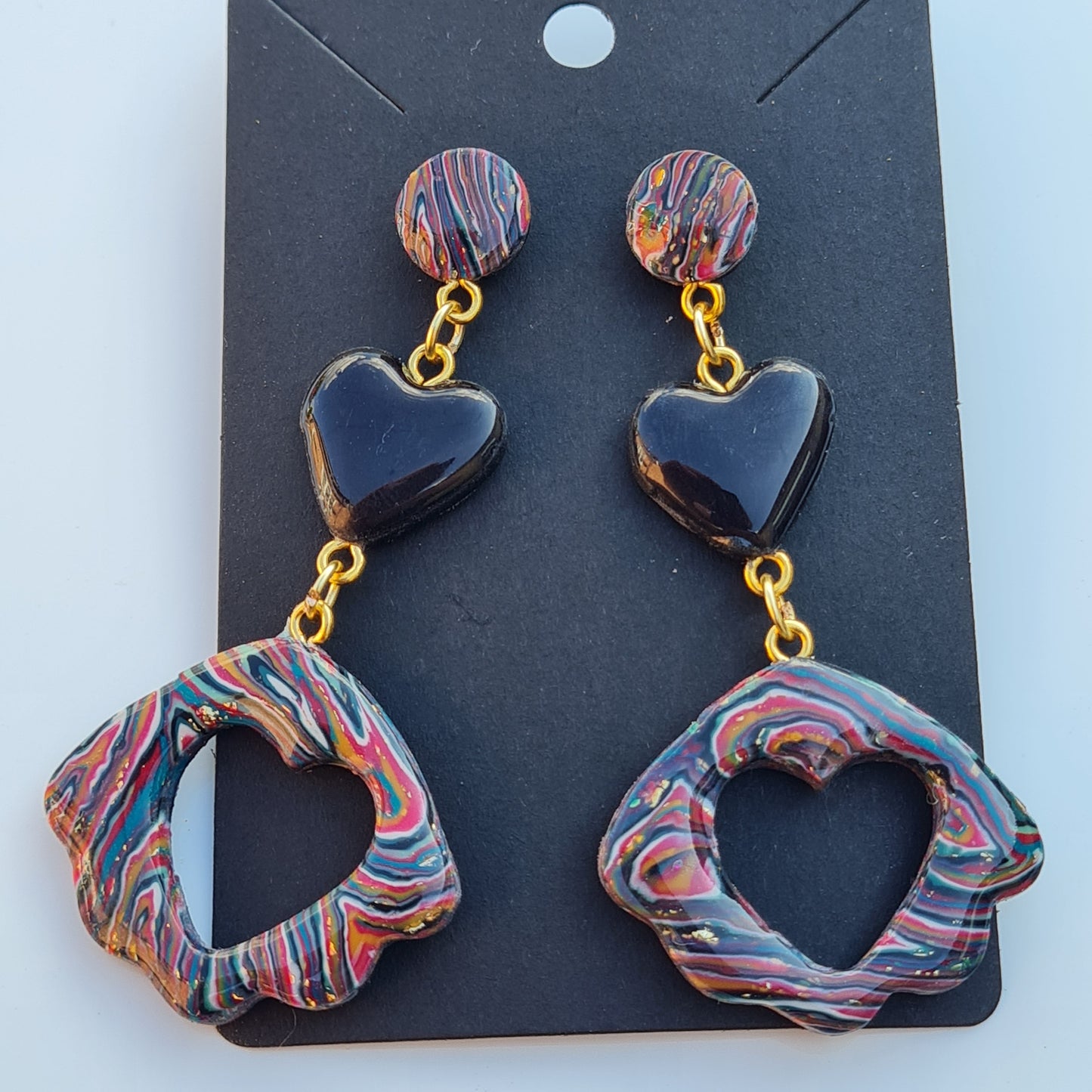 CCC Polymer Earrings Fine Colourful Wavy