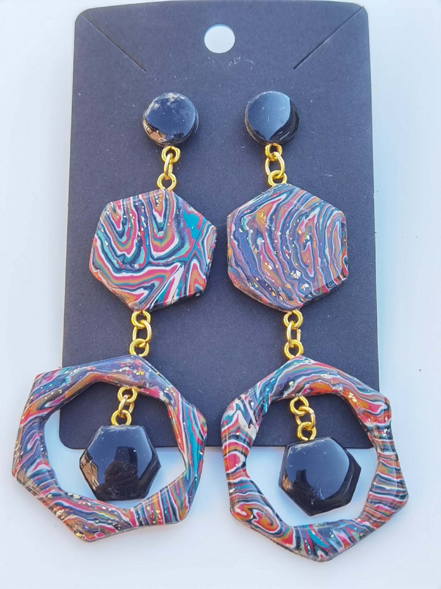 CCC Polymer Earrings Fine Colourful Wavy