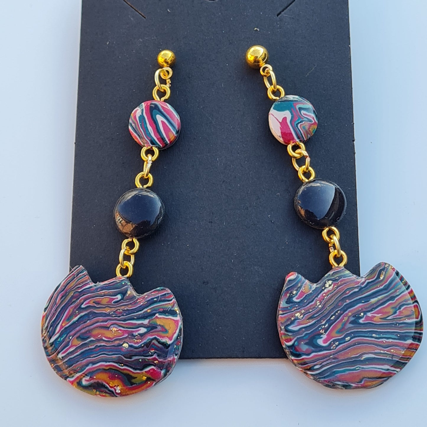 CCC Polymer Earrings Fine Colourful Wavy