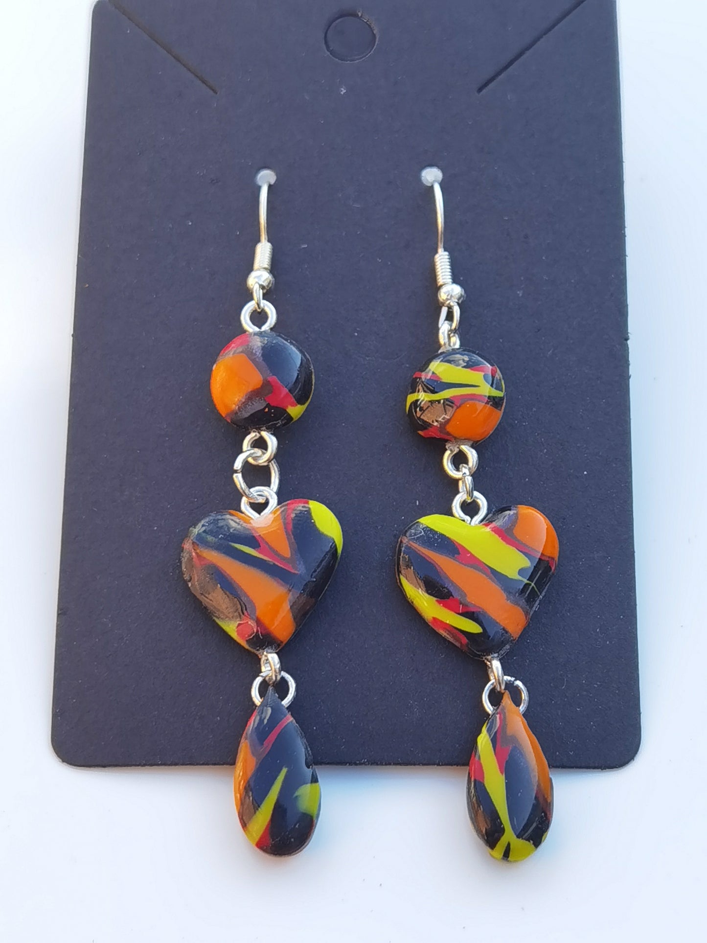CCC Polymer Earrings Orange / Yellow / Black