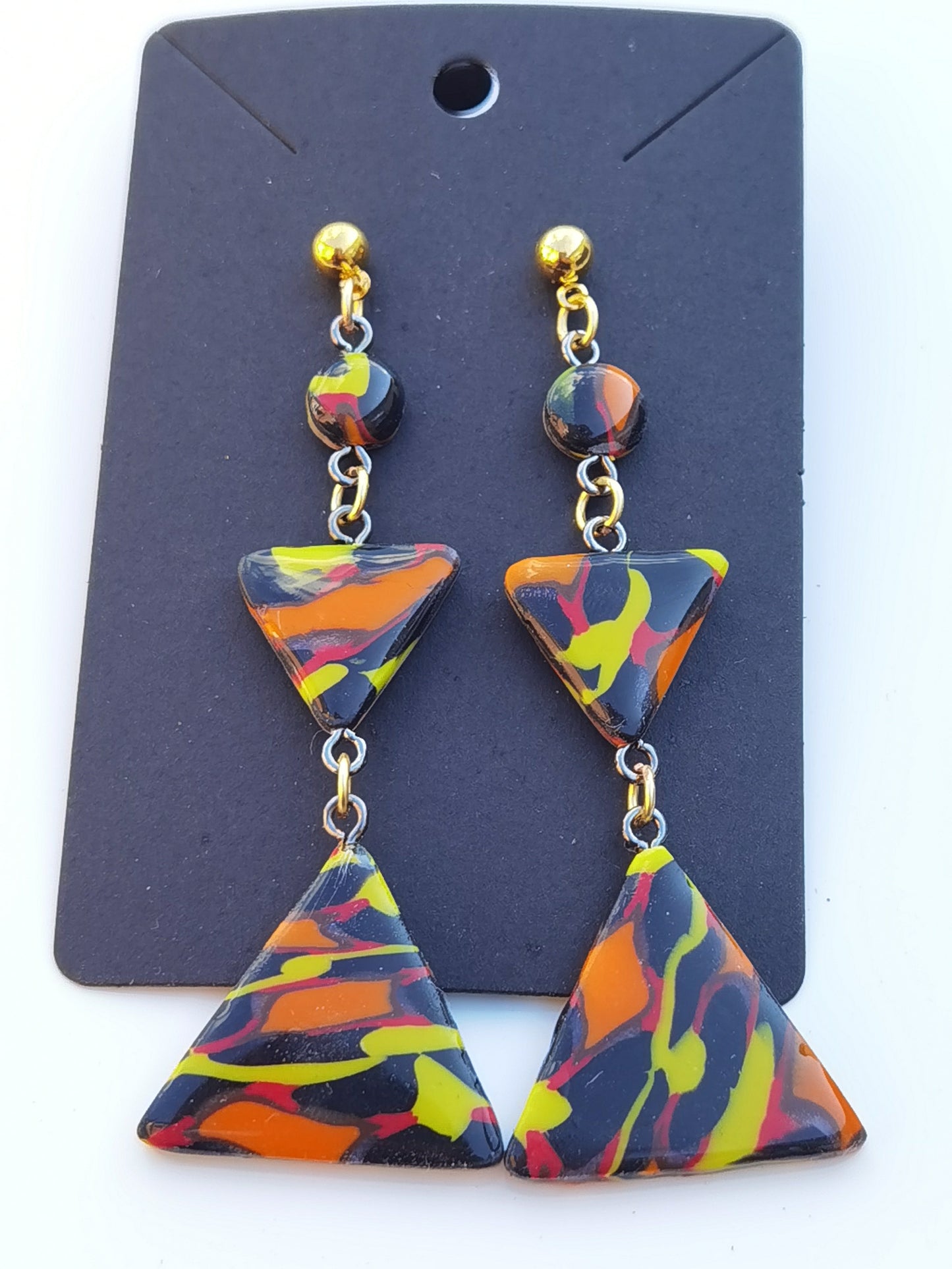 CCC Polymer Earrings Orange / Yellow / Black