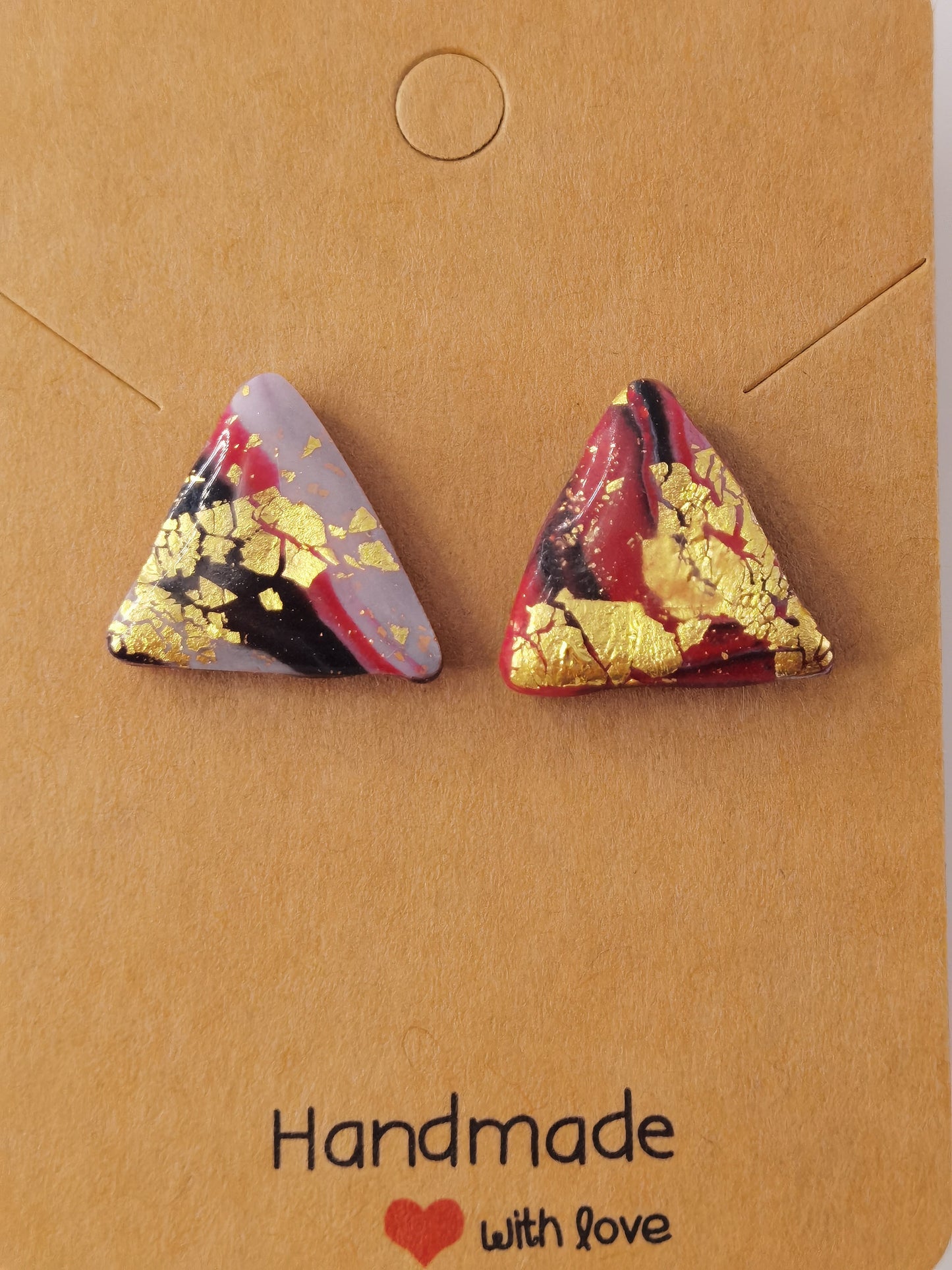 CCC Polymer Earrings Red / Gold / White