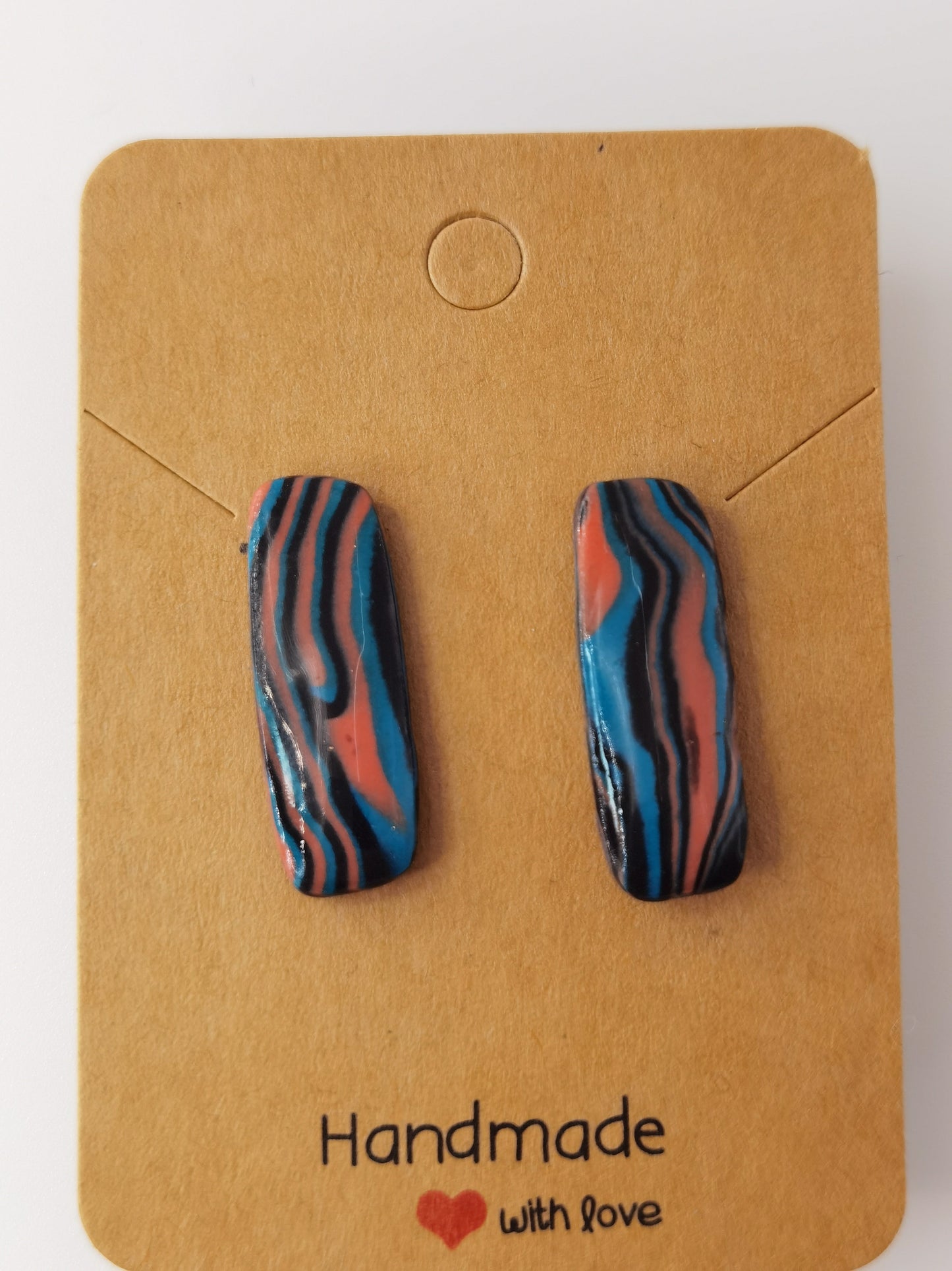 CCC Polymer Earrings Zebra in Orange & Blue