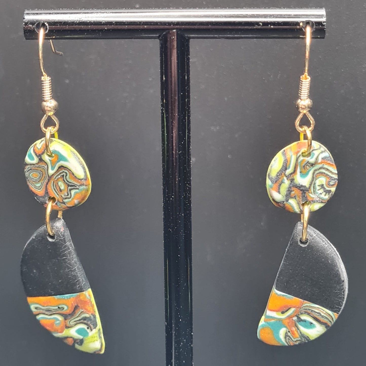 CCC Polymer Earrings Agate Orange