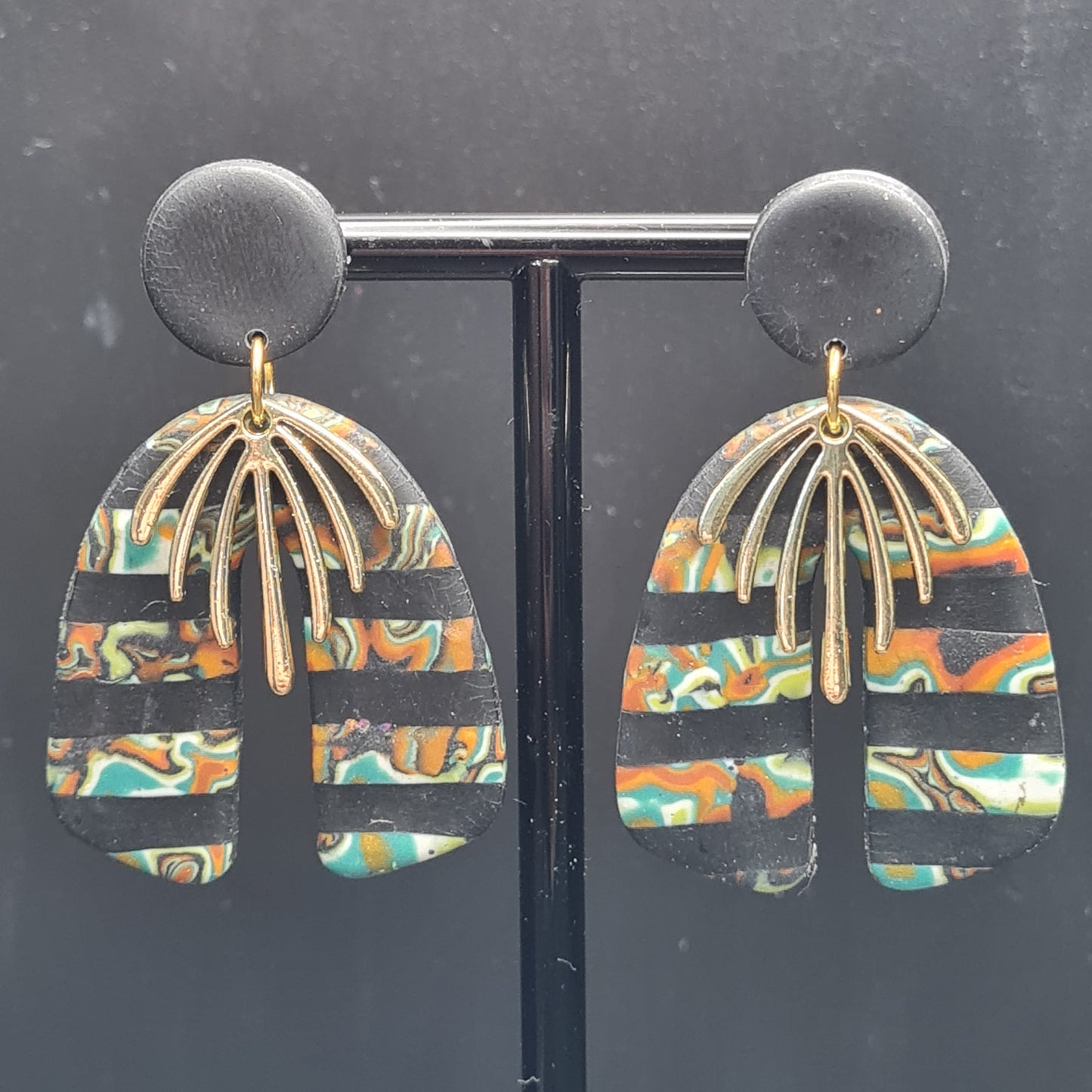 CCC Polymer Earrings Agate Orange