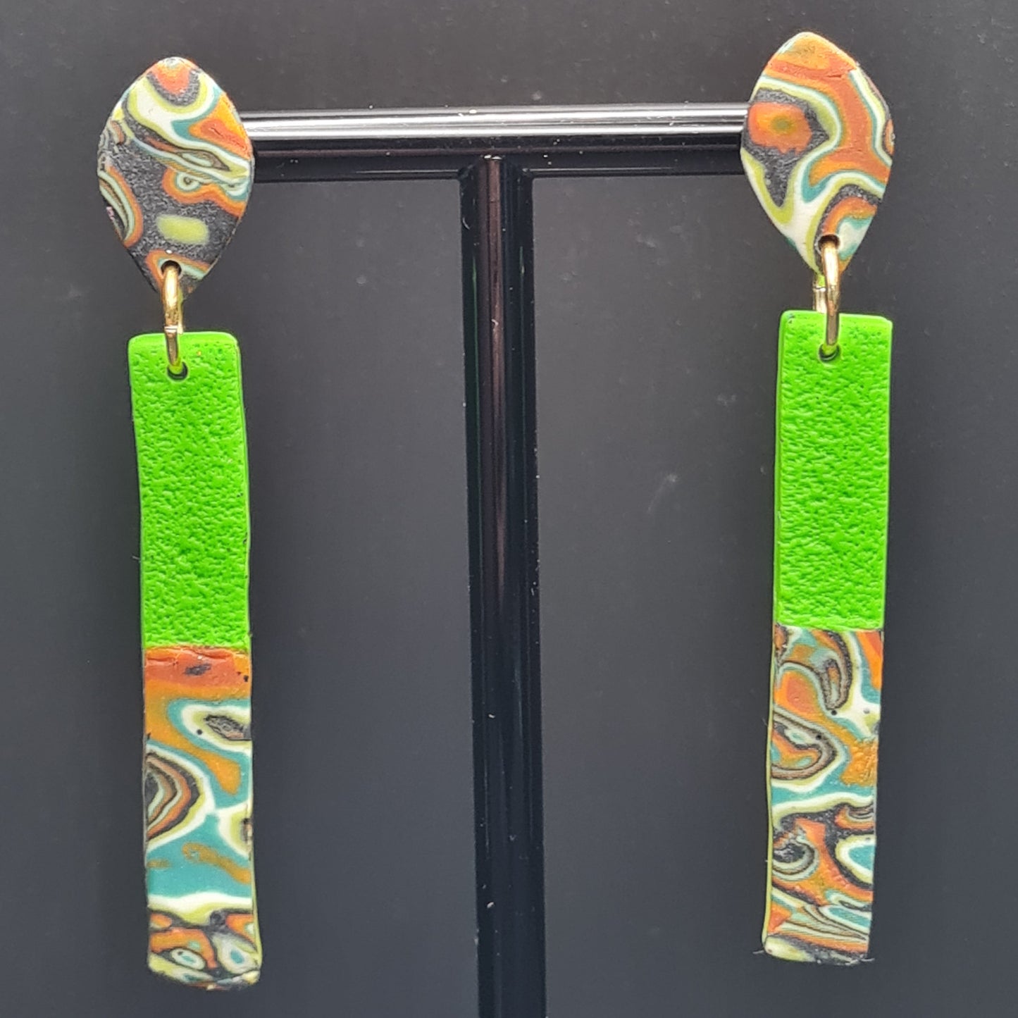 CCC Polymer Earrings Agate Orange