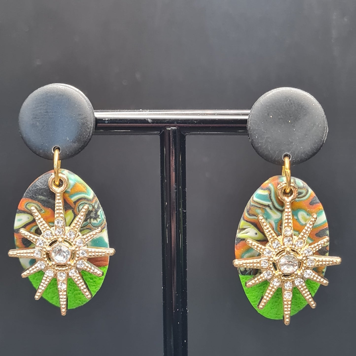 CCC Polymer Earrings Agate Orange