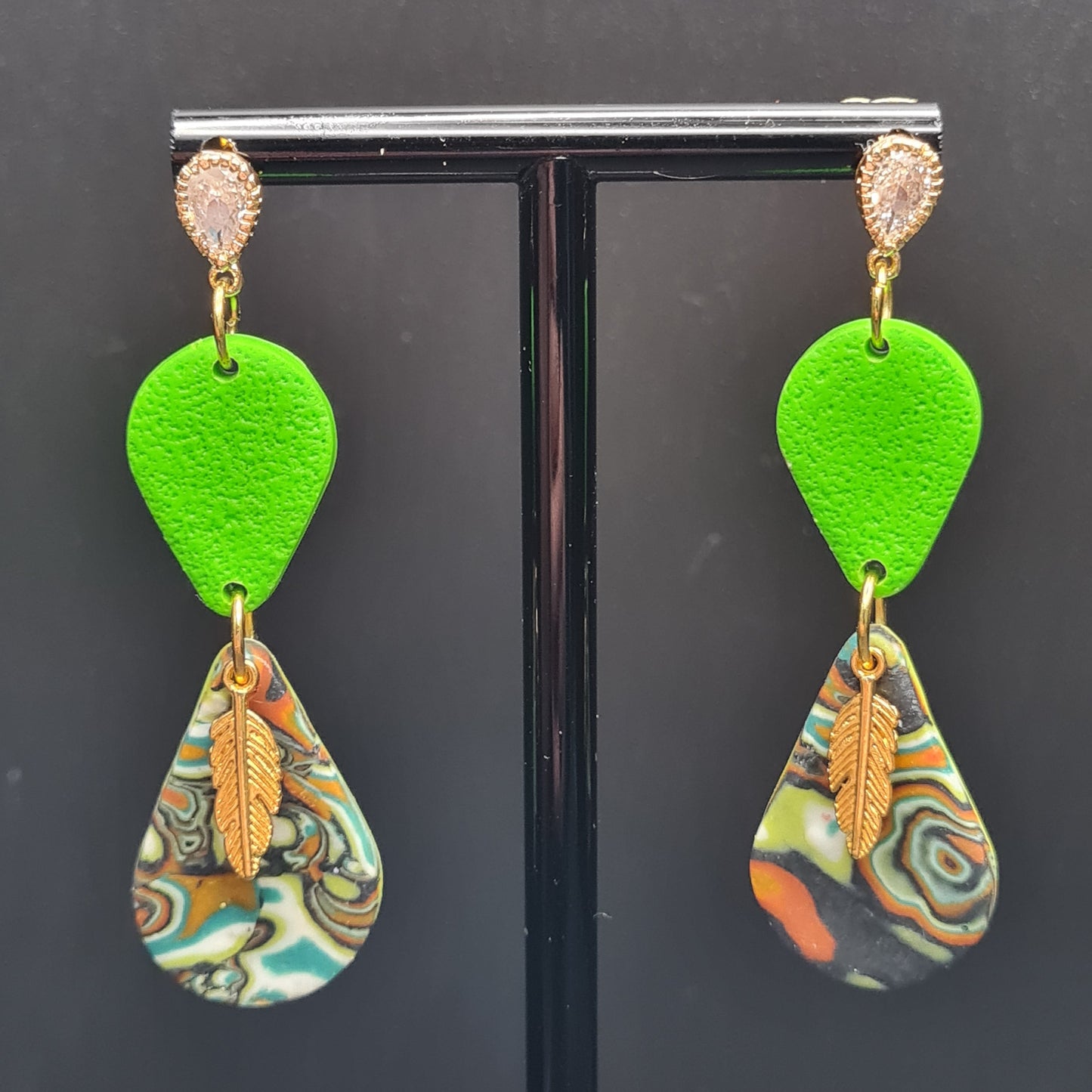 CCC Polymer Earrings Agate Orange