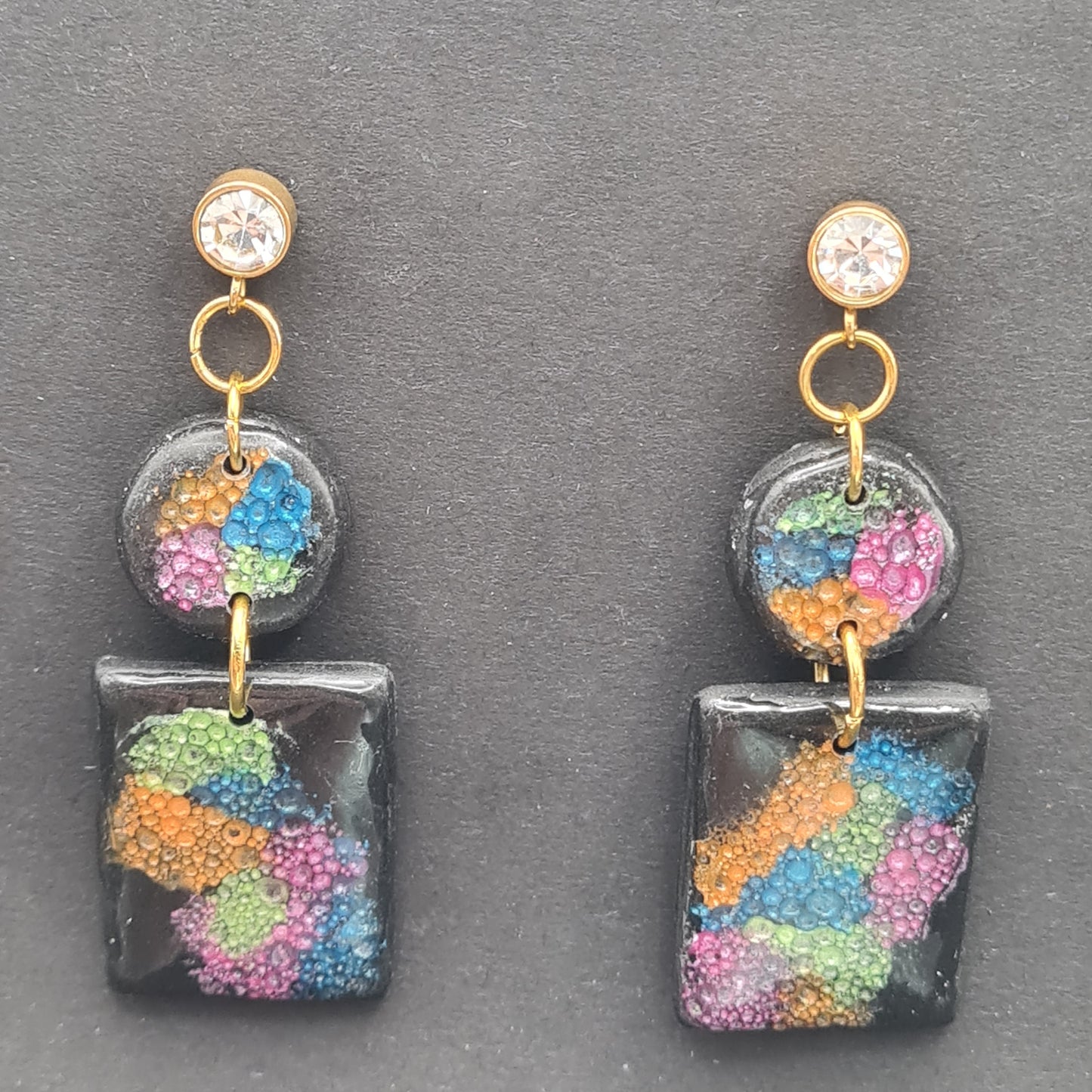 CCC Polymer Earrings Bubbly Pink & Green