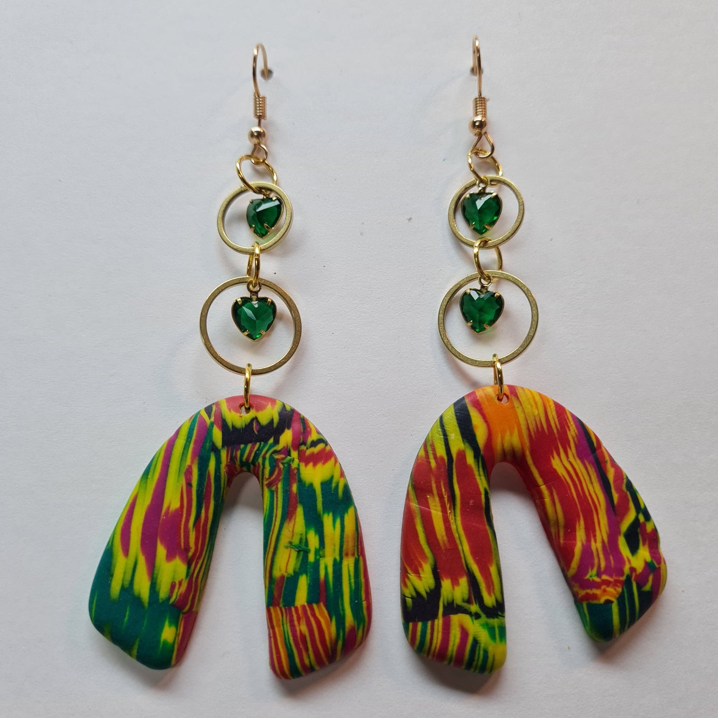 CCC Polymer Earrings Green / Red