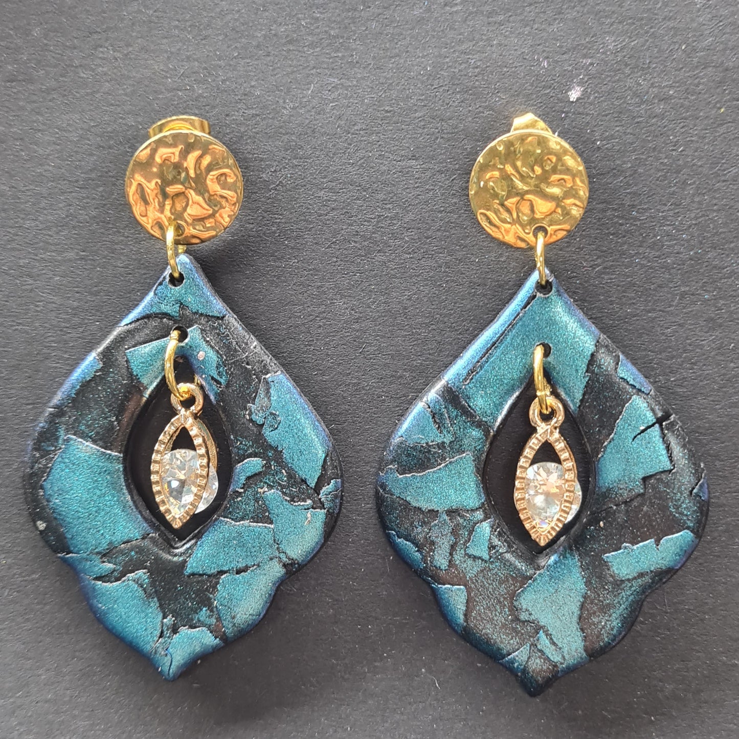 CCC Polymer Earrings Blue & Gold