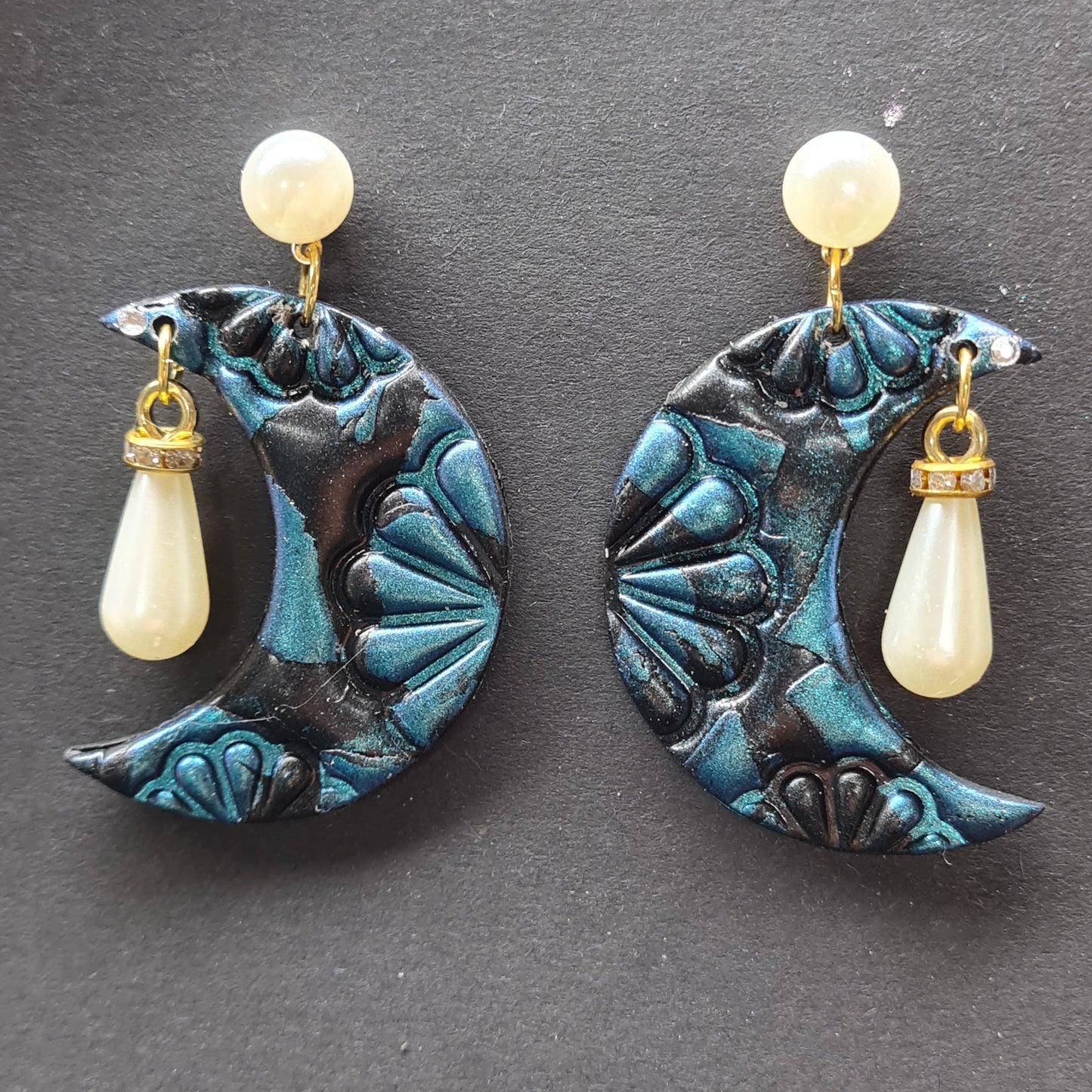 CCC Polymer Earrings Blue & Gold