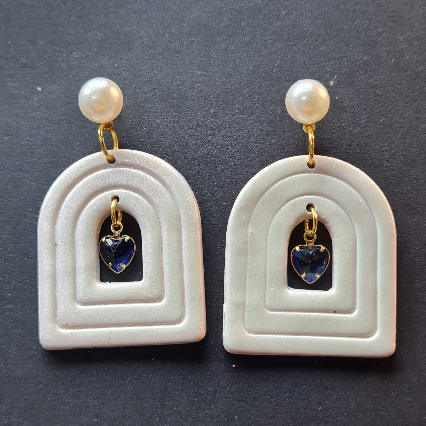 CCC Polymer Earrings Wedding White & Gold