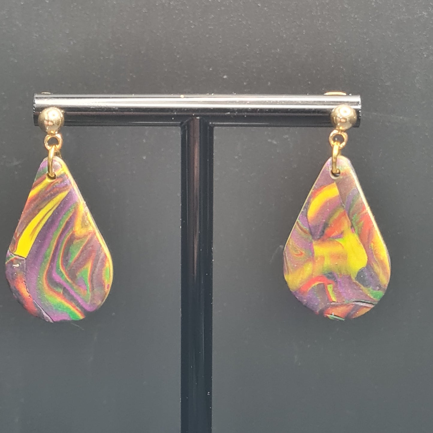 CCC Polymer Earrings Agate Orange