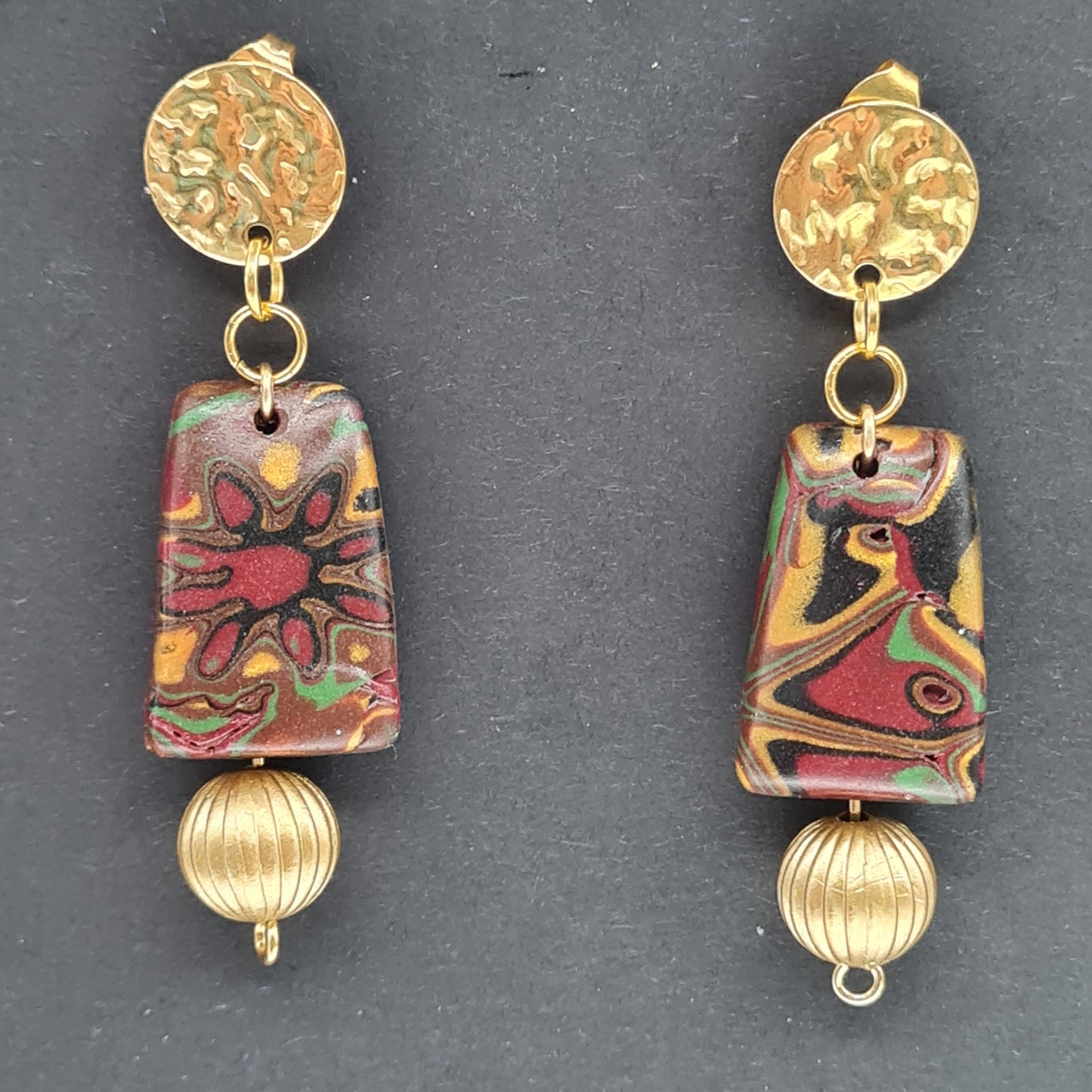 CCC Polymer Earrings Terracotta / Orange / Green