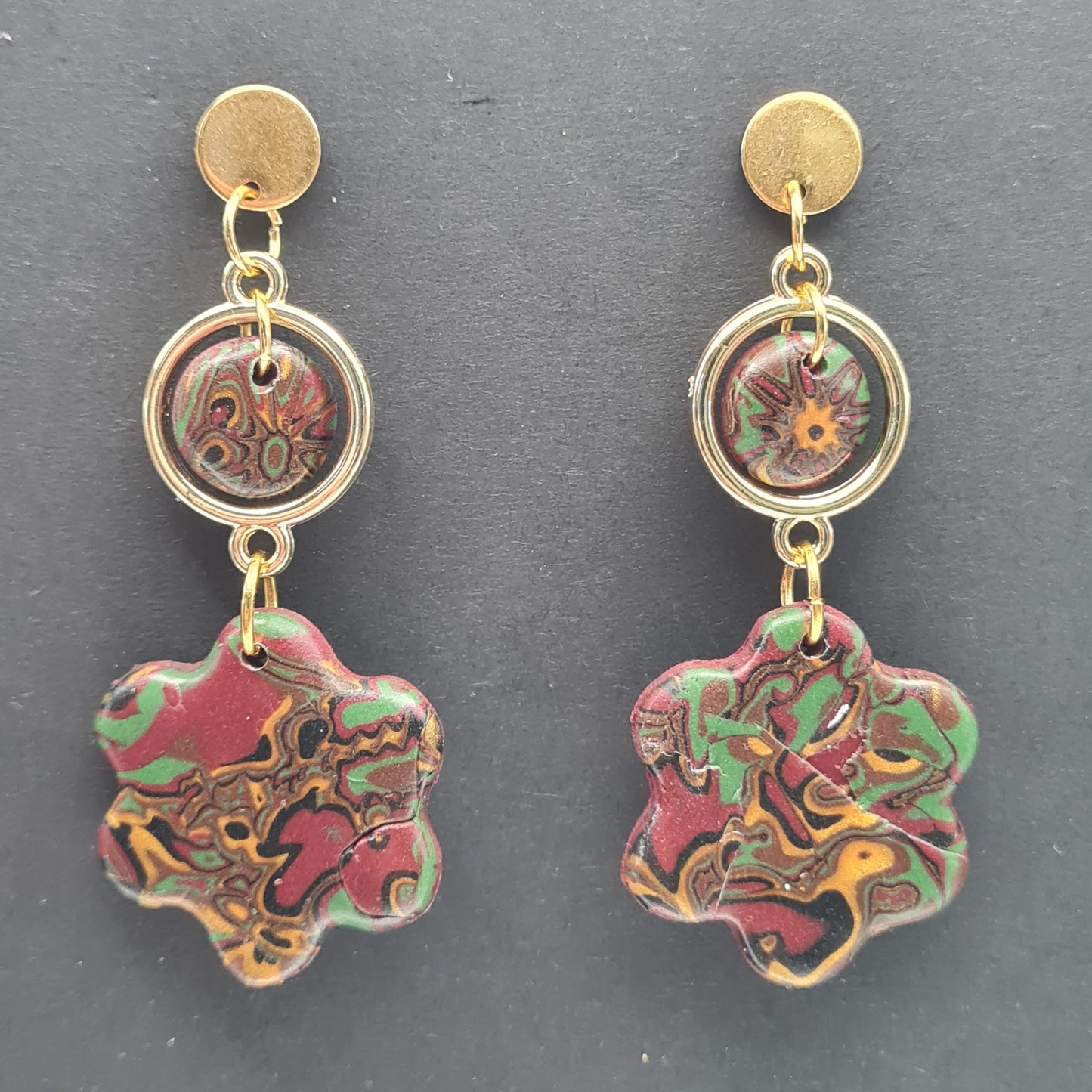 CCC Polymer Earrings Terracotta / Orange / Green