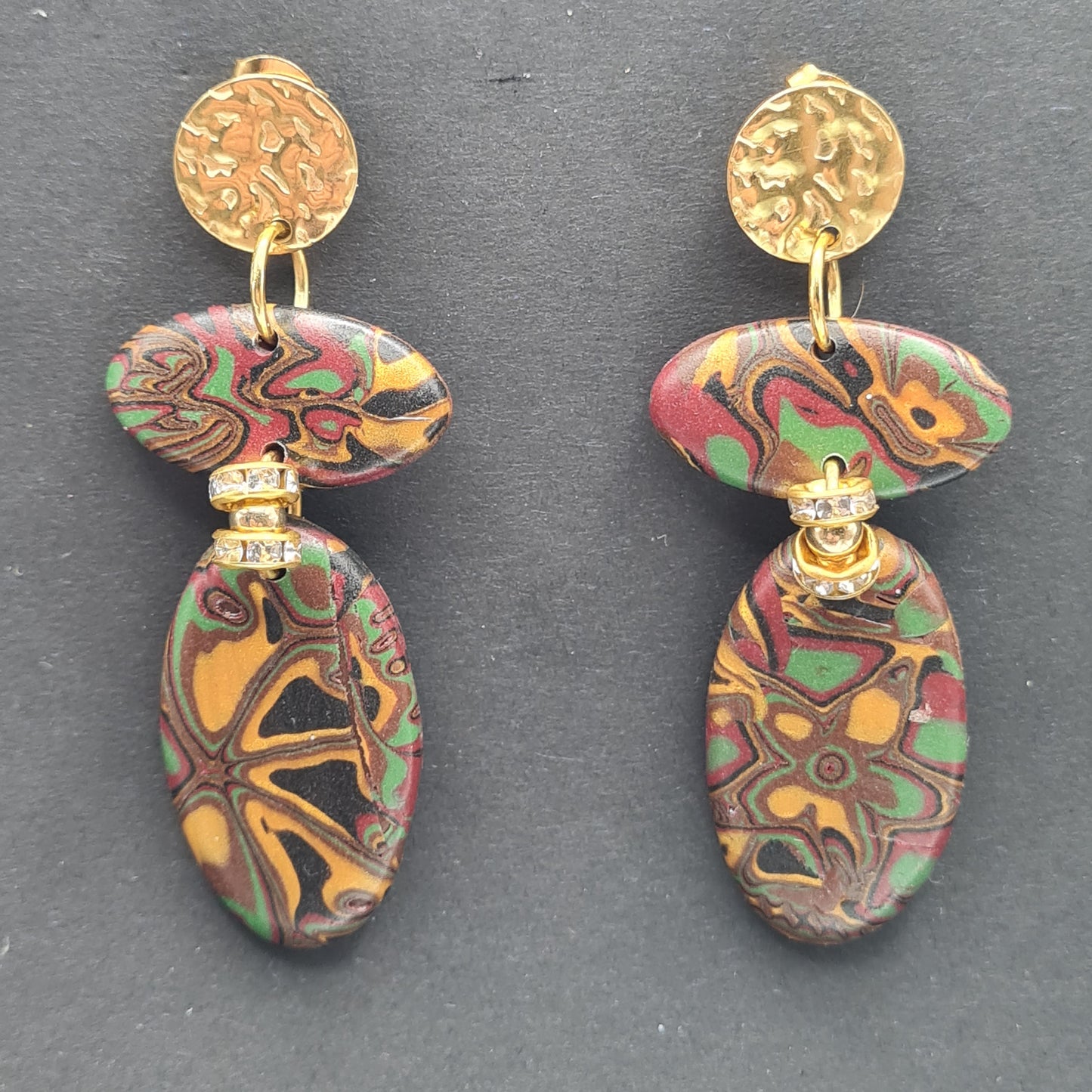 CCC Polymer Earrings Terracotta / Orange / Green