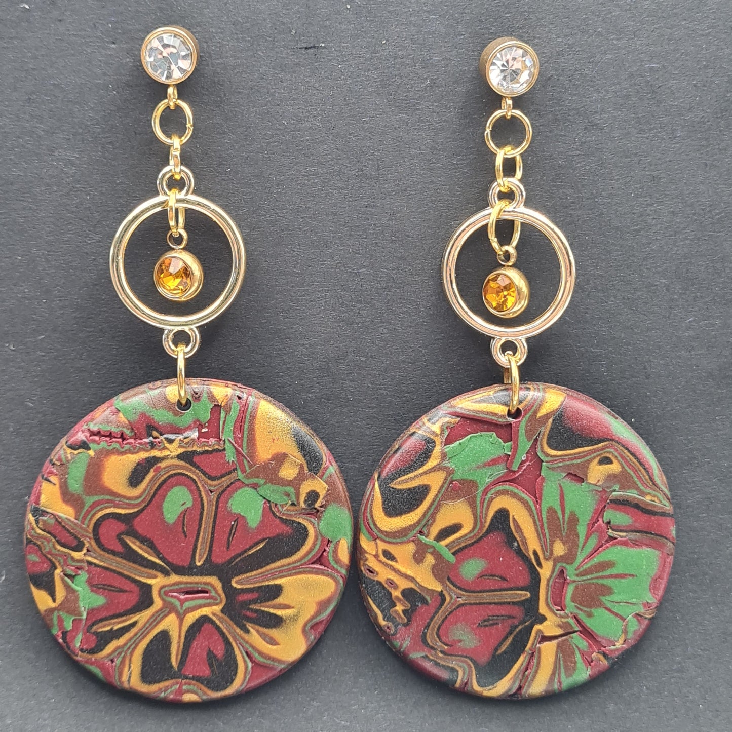 CCC Polymer Earrings Terracotta / Orange / Green