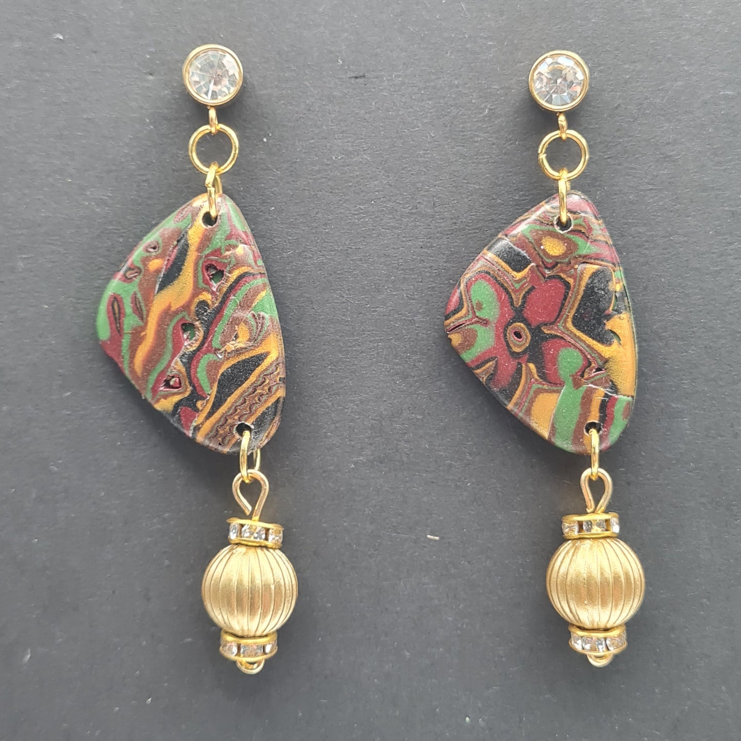 CCC Polymer Earrings Terracotta / Orange / Green