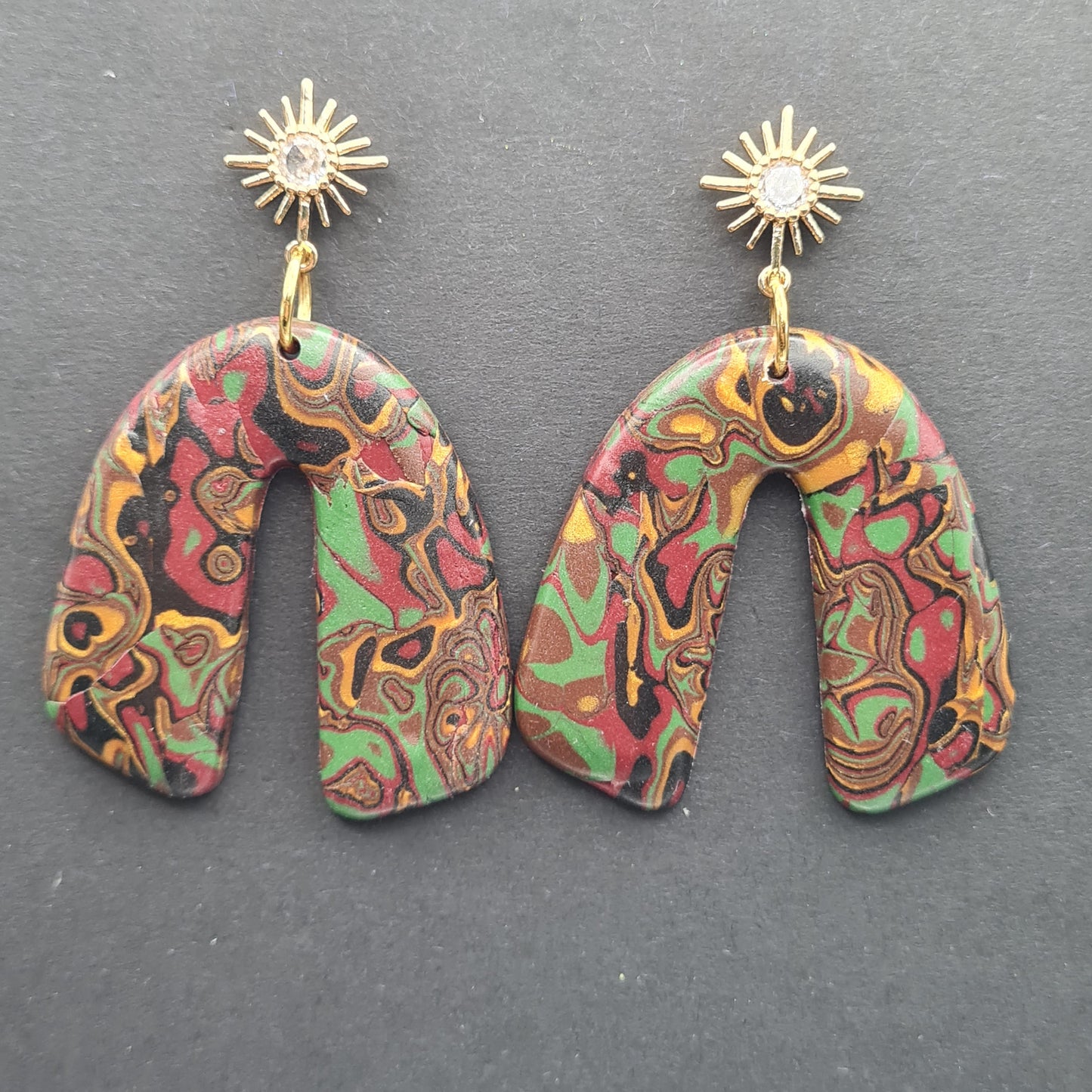 CCC Polymer Earrings Terracotta / Orange / Green