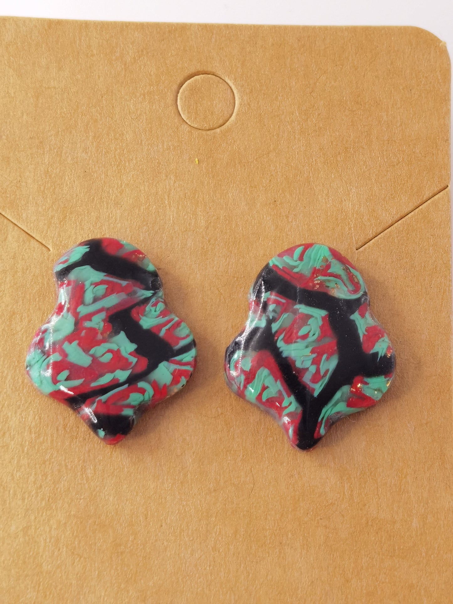 CCC Polymer Earrings Black / Green / Red