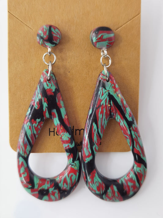 CCC Polymer Earrings Black / Green / Red