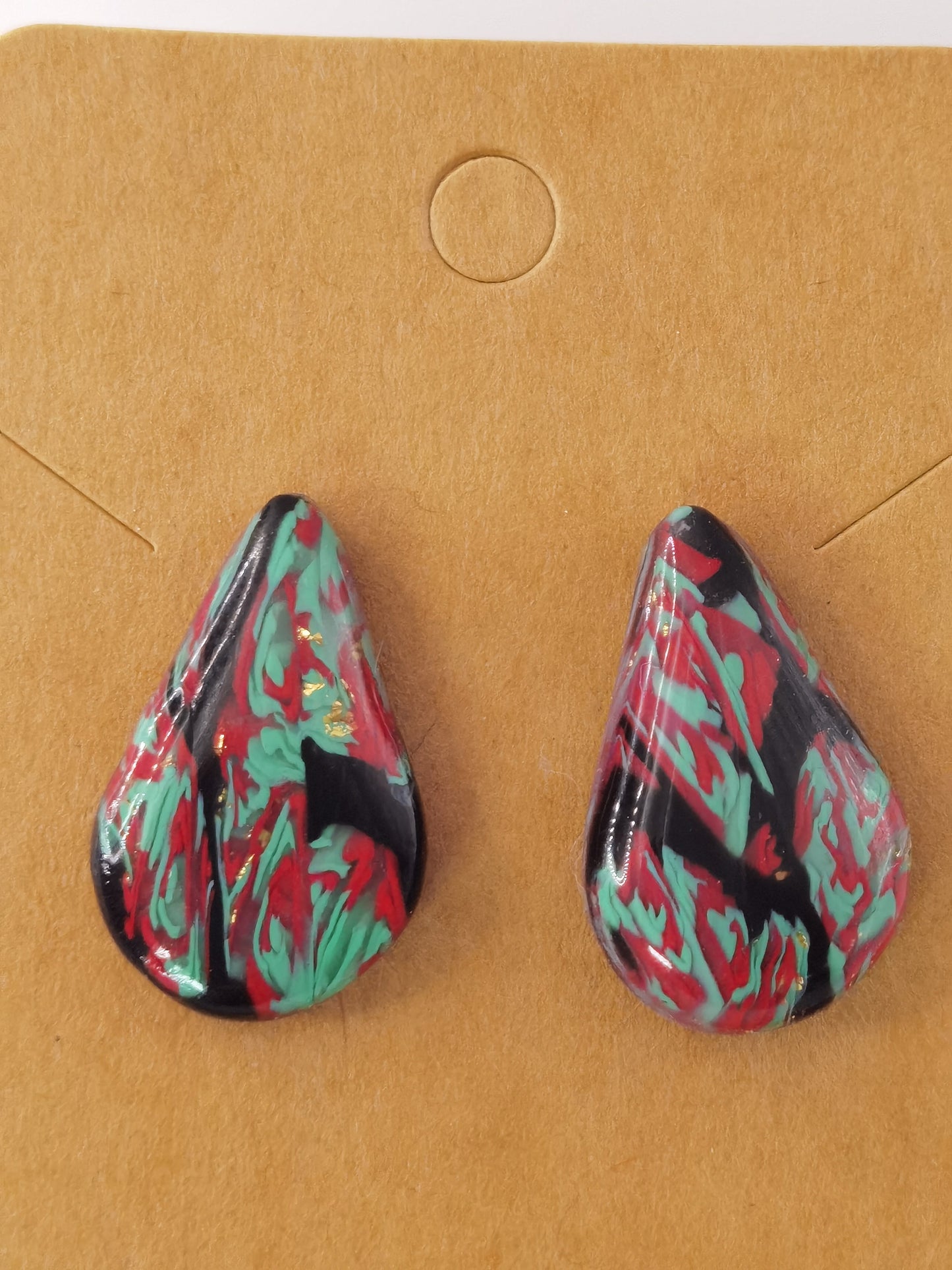CCC Polymer Earrings Black / Green / Red
