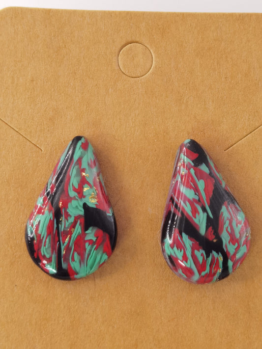 CCC Polymer Earrings Black / Green / Red