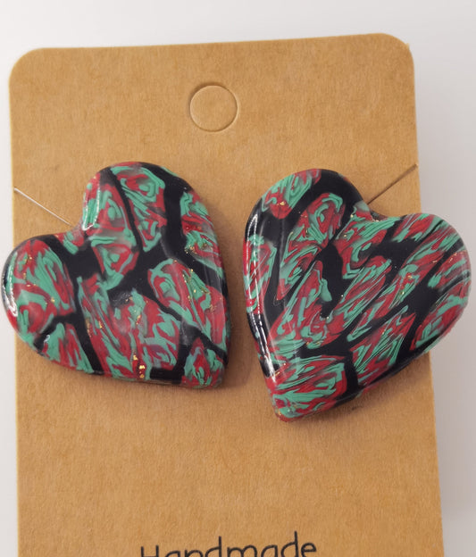 CCC Polymer Earrings Black / Green / Red