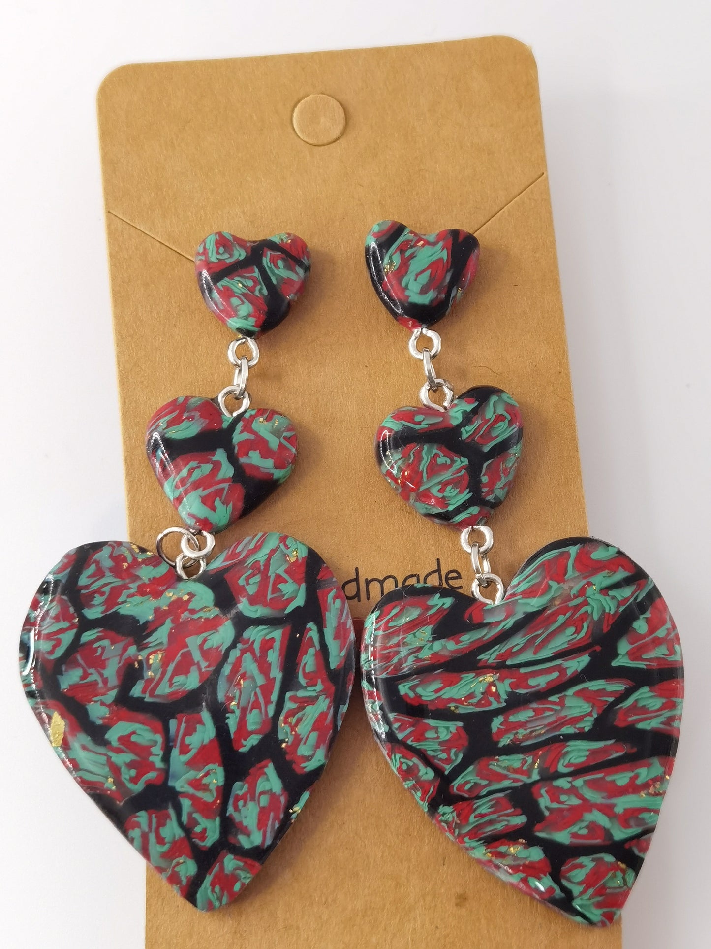 CCC Polymer Earrings Black / Green / Red