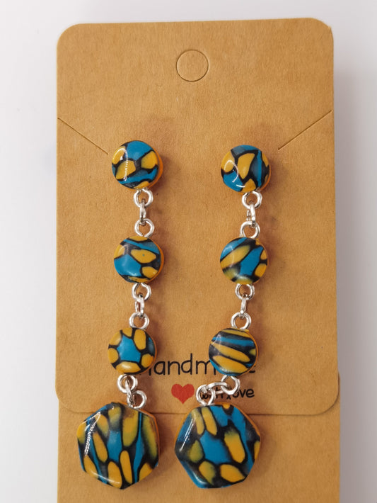 CCC Polymer Earrings Blue / Orange