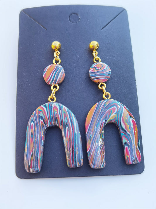 CCC Polymer Earrings Fine Colourful Wavy