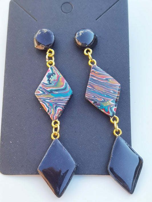 CCC Polymer Earrings Fine Colourful Wavy