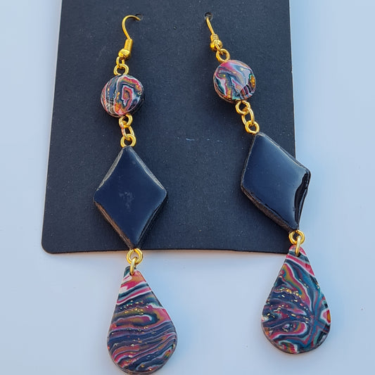 CCC Polymer Earrings Fine Colourful Wavy