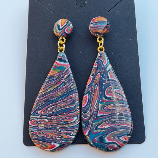 CCC Polymer Earrings Fine Colourful Wavy