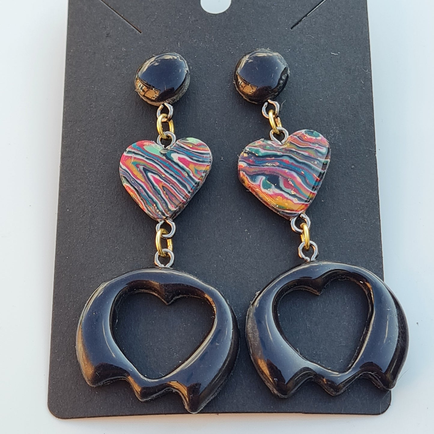 CCC Polymer Earrings Fine Colourful Wavy