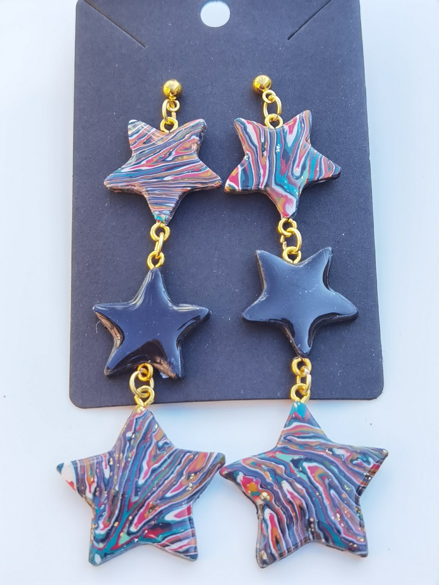 CCC Polymer Earrings Fine Colourful Wavy