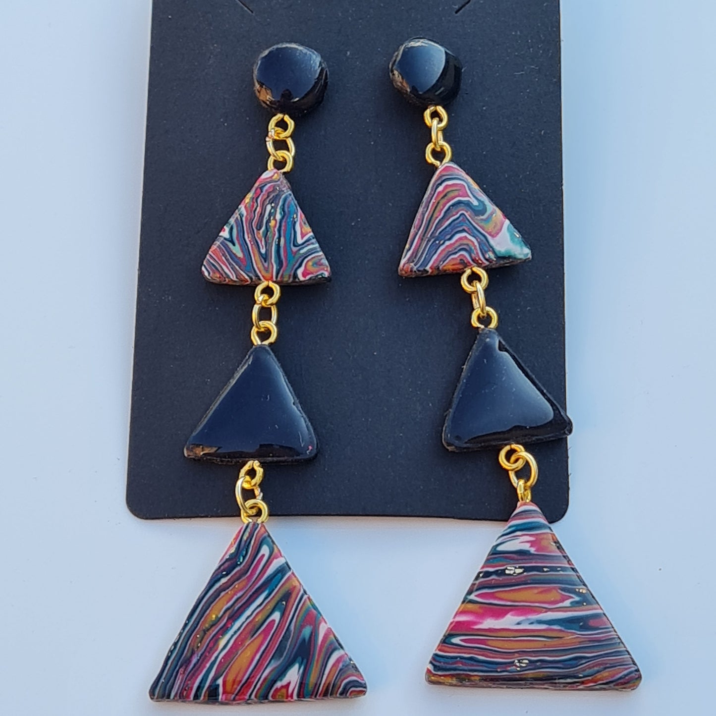 CCC Polymer Earrings Fine Colourful Wavy