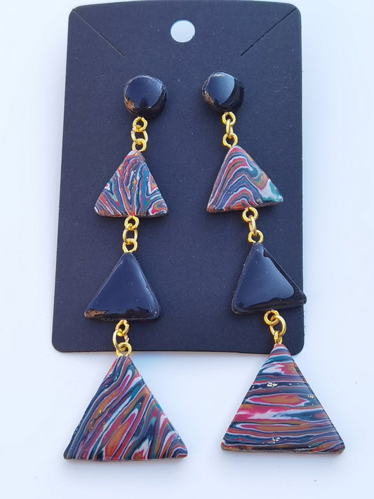 CCC Polymer Earrings Fine Colourful Wavy