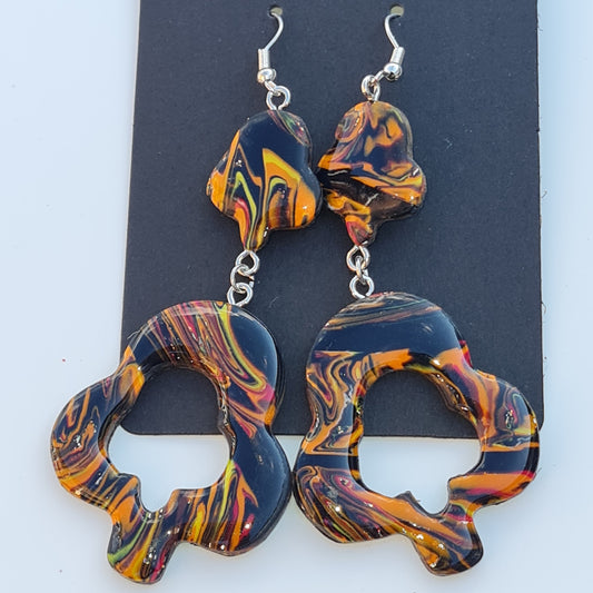 CCC Polymer Earrings Orange / Black