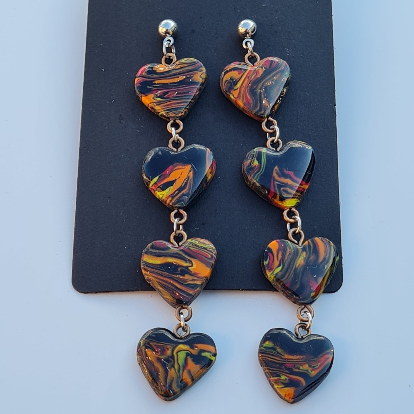 CCC Polymer Earrings Orange / Black