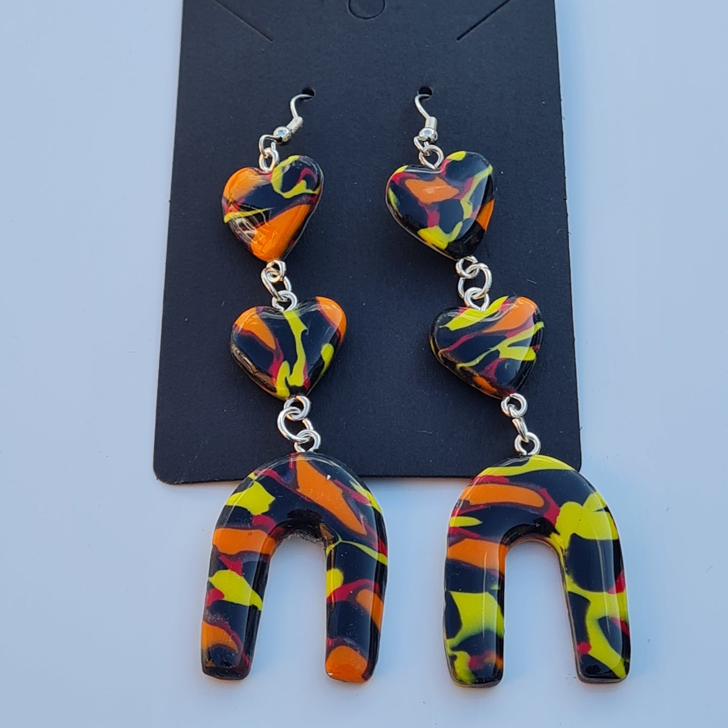 CCC Polymer Earrings Orange / Yellow / Black