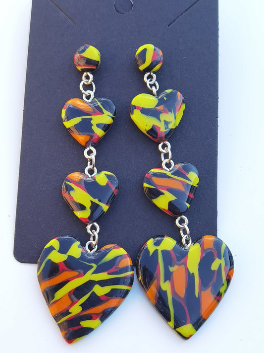 CCC Polymer Earrings Orange / Yellow / Black