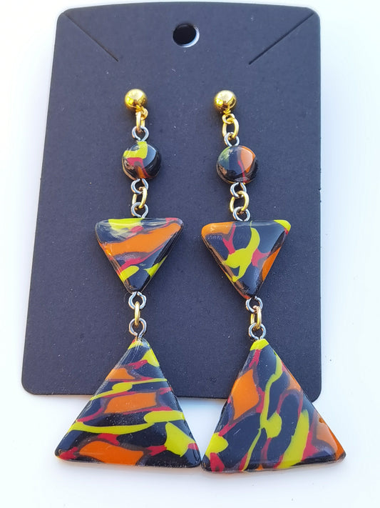 CCC Polymer Earrings Orange / Yellow / Black