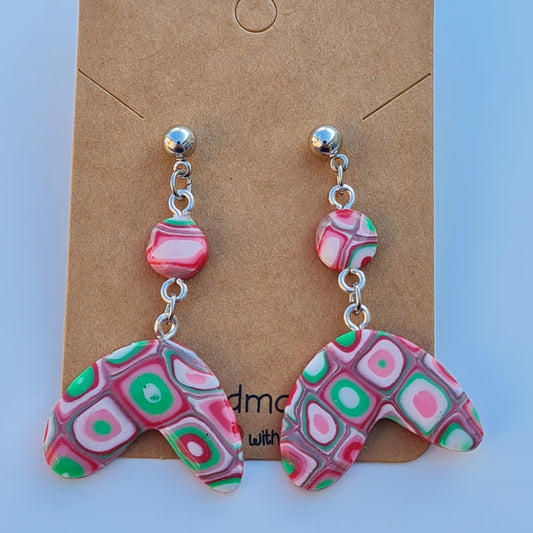 CCC Polymer Earrings Pink / Green Candy